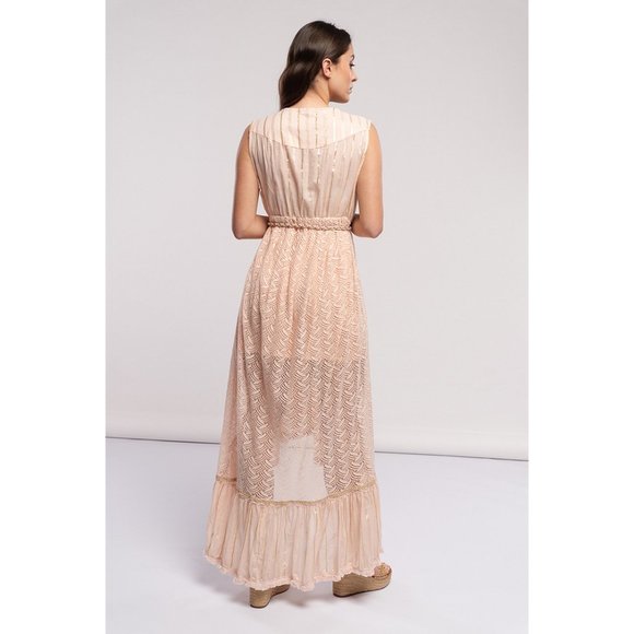 Boho Handmade Light Pink High-Low Maxi Dress - Picture 3 of 4